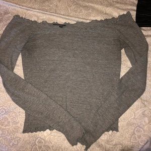 Brandy Melville off the shoulder grey top